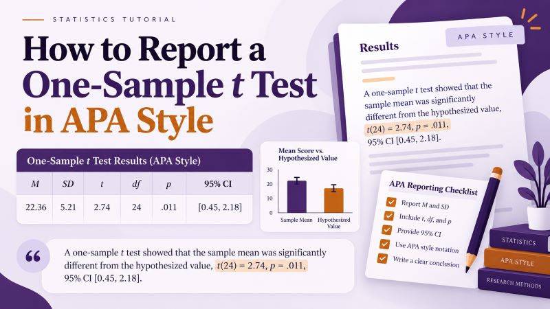 how to report a one-sample t test results in apa